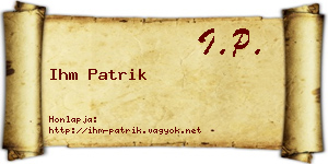 Ihm Patrik névjegykártya